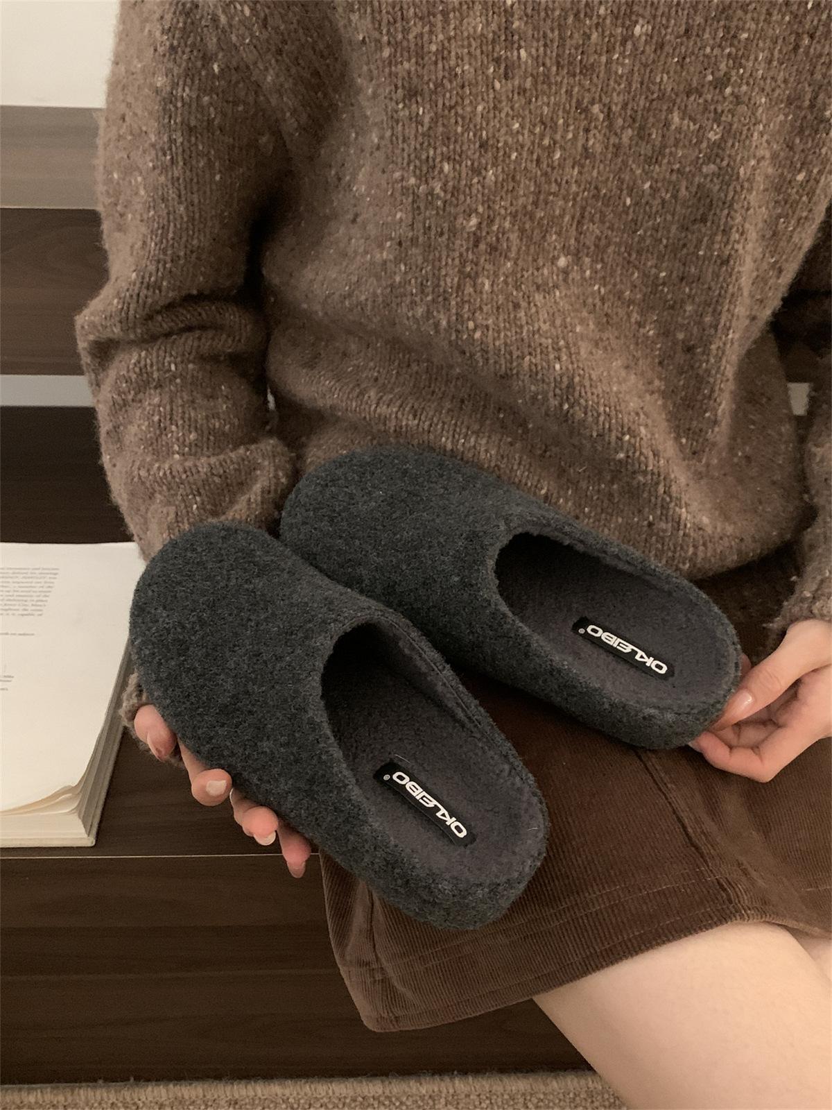 

Увеличение внутренней высоты на 5 см, серые шерстяные биркенштоки, маленькие картофелины с плюшем для сохранения тепла, с одним ремешком на подъеме стопы и полуоткрытой пяткой, мохнатые туфли для женщин 39 серый