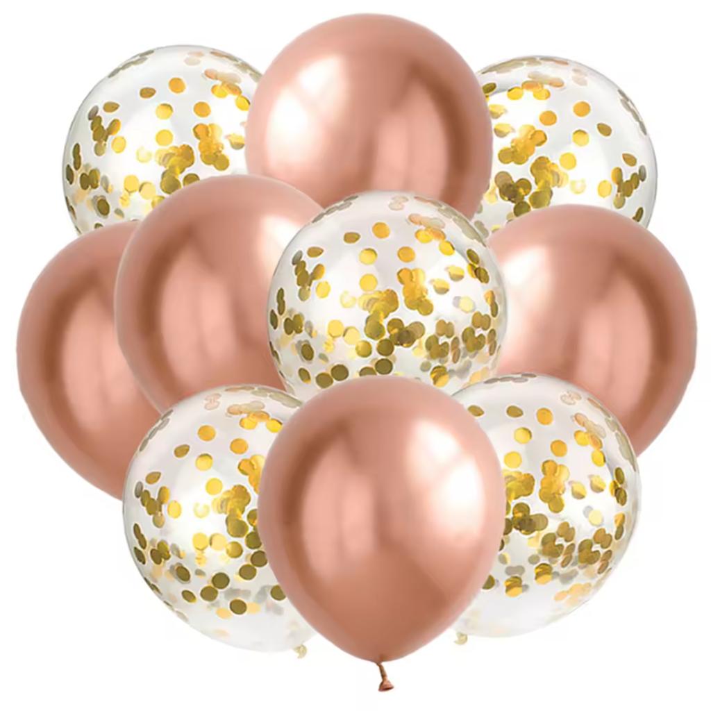10PCS Gold Silver Metal Latex Confetti Balloons Wedding New year Birthday Party Decorations Matte Globos