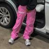 RogueWave Hip-hop Straight Pants for Men and Women Y2k High Street Harajuku Retro Striped Printed Pants American Knitted Casual Pants