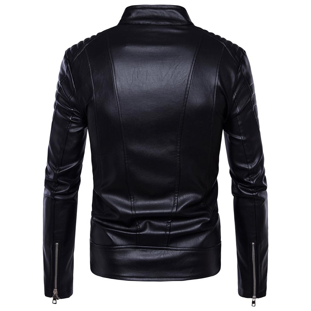 New autumn and winter men's locomotive leather jacket slim-fitting multi-zipper leather jacket men's jacket