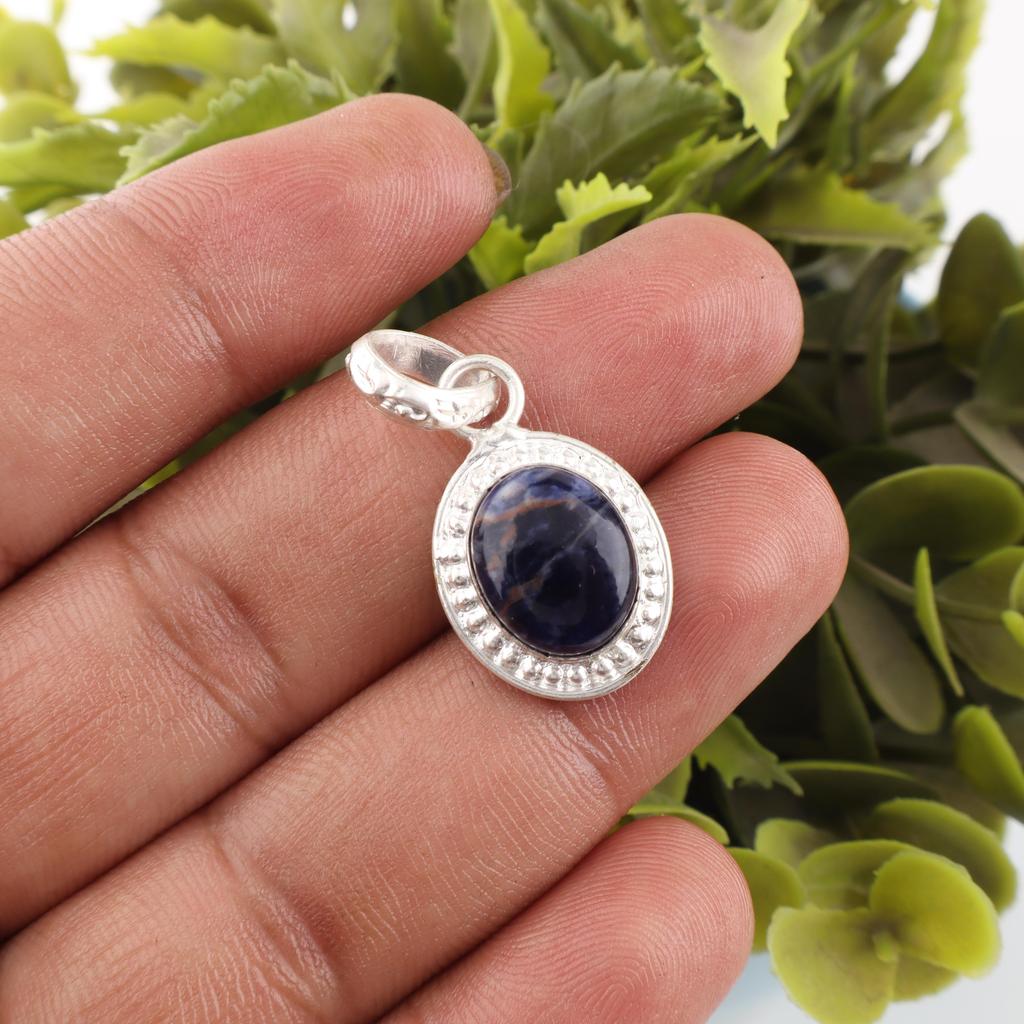 Sodalite Jewelry, Handmade 925 Solid Sterling Silver Pendant Handmade Beautiful Silver Jewelry Women's Pendant For Her