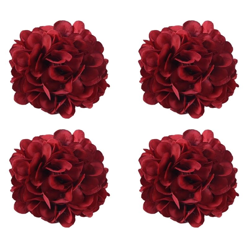 

4Pcs Artificial Flower Curtain Holders Tiebacks Rope Elegant Florals Drapery Holdbacks for Elegant Drapery Management бордовый