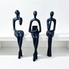 3 Stück 3D-gedruckte Denkfigur Rand-Sitzer Dekoration Hohl Lesende Denkfigur Zuhause Bar