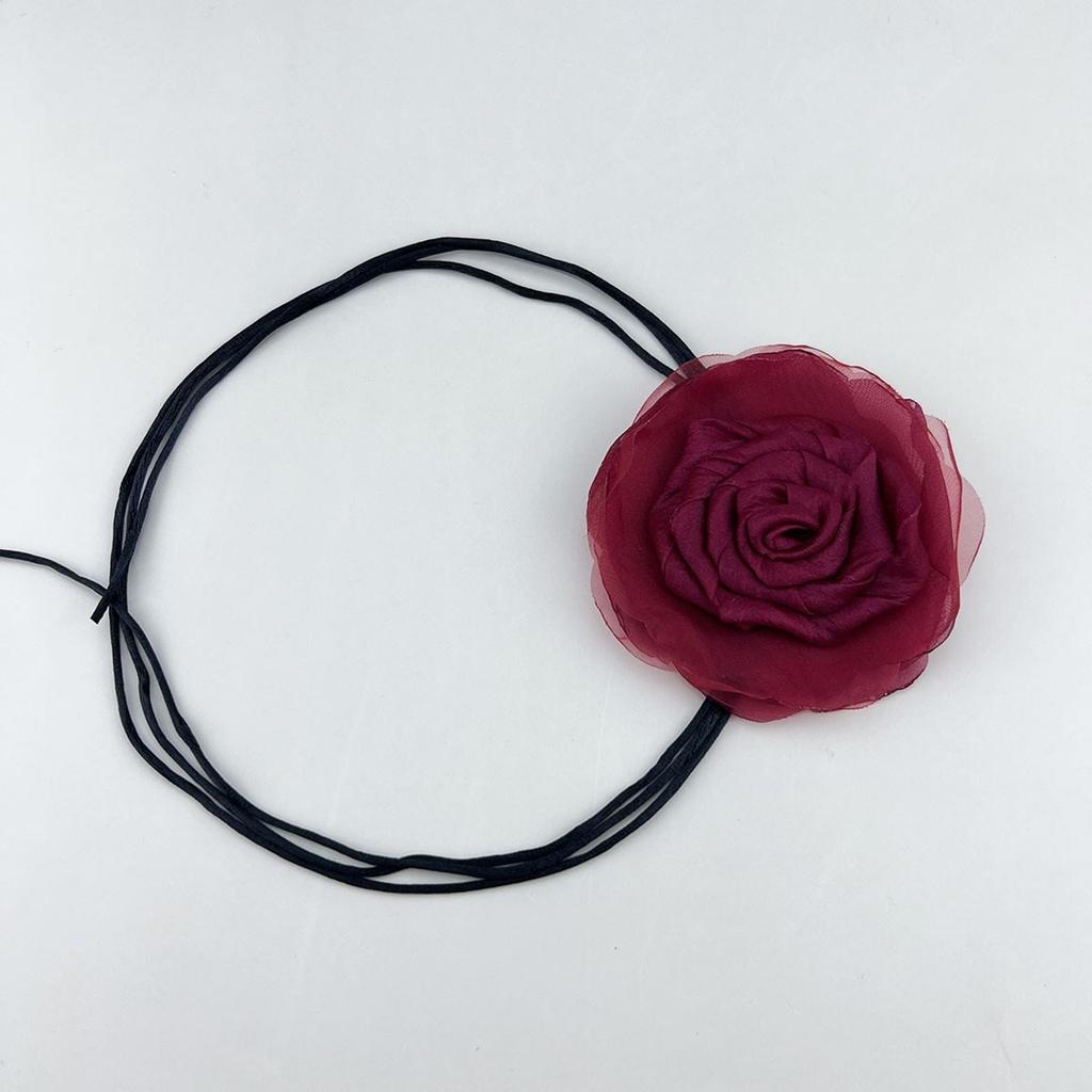 Exquisite Fabric Rose Choker Necklace Delicate Floral Neckband Versatile Neck Jewelry for Parties Birthdays and Weddings