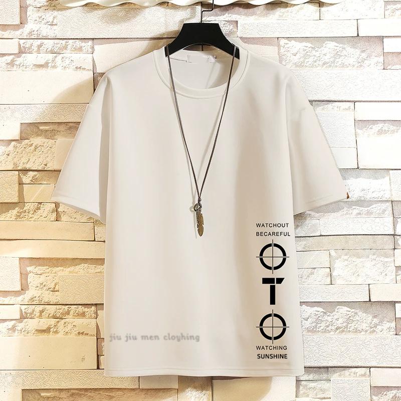 2024 Summer Short Sleeve T Shirt Men'S Graphics Print Black White Tshirt Top Tees Loose Fashion Clothes O- Neck Tshirts