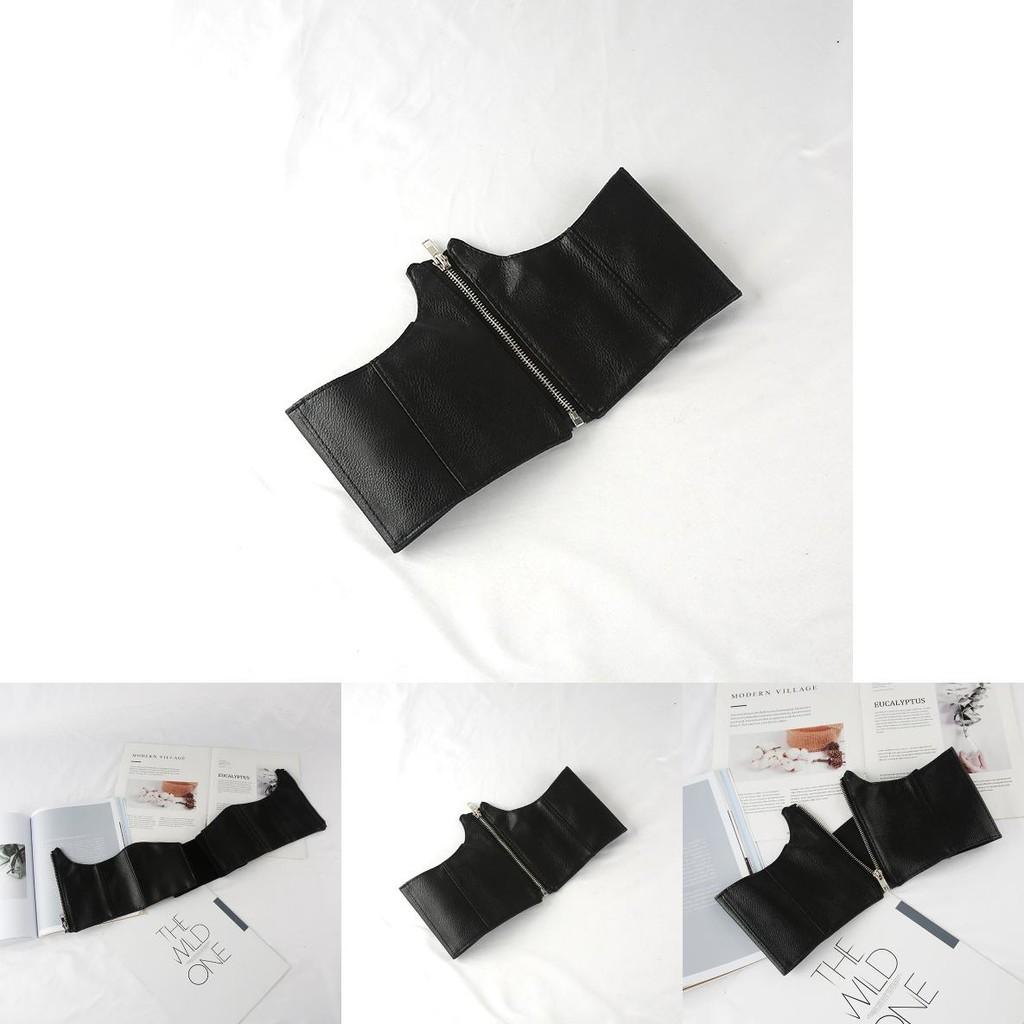 Simple Solid Color Artificial Leather Women Casual Wide Waistband With Zipper For Outdoor Fashion Streetwear