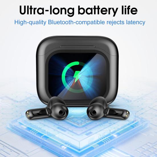 1 Pair Wireless Earphone with Smart Touch Screen Case Noise Canceling HiFi Sound Bluetooth-compatible 5.4