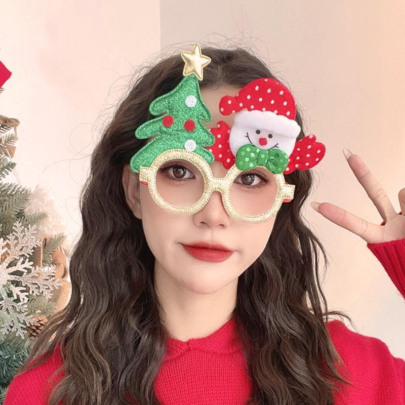 1Pc Christmas Glasses Frame Santa Claus Christmas Tree Elk Merry Christmas Glasses Props Christmas Decorations Party Decorations