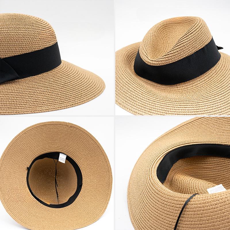 Strohhut mit Schleife, eleganter französischer Sommersonnenhut, faltbarer Reise- und Strandhut für den täglichen Gebrauch von Damen – intimes Design, genießen Sie den Komfort des Hutes