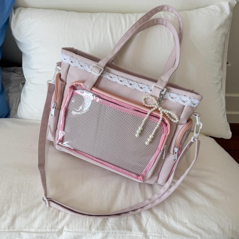 Borsa Trasparente Ita Kawaii per Ragazze Stile Giapponese Colore Caramella Pizzo Borsa a Tracolla Moda Leggera Borsa a Spalla