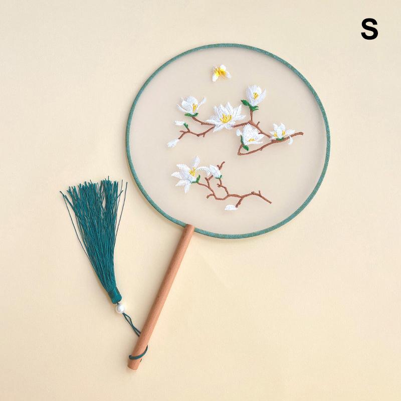 Chinese Ancient Style Round Fan Silk Embroidered Cheongsam Fan Dance Performance Photography Props Home Decor