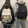 Unisex Canvas Backpack for Students - 15.6 Inch Laptop Bookbag with Drawstring Flap