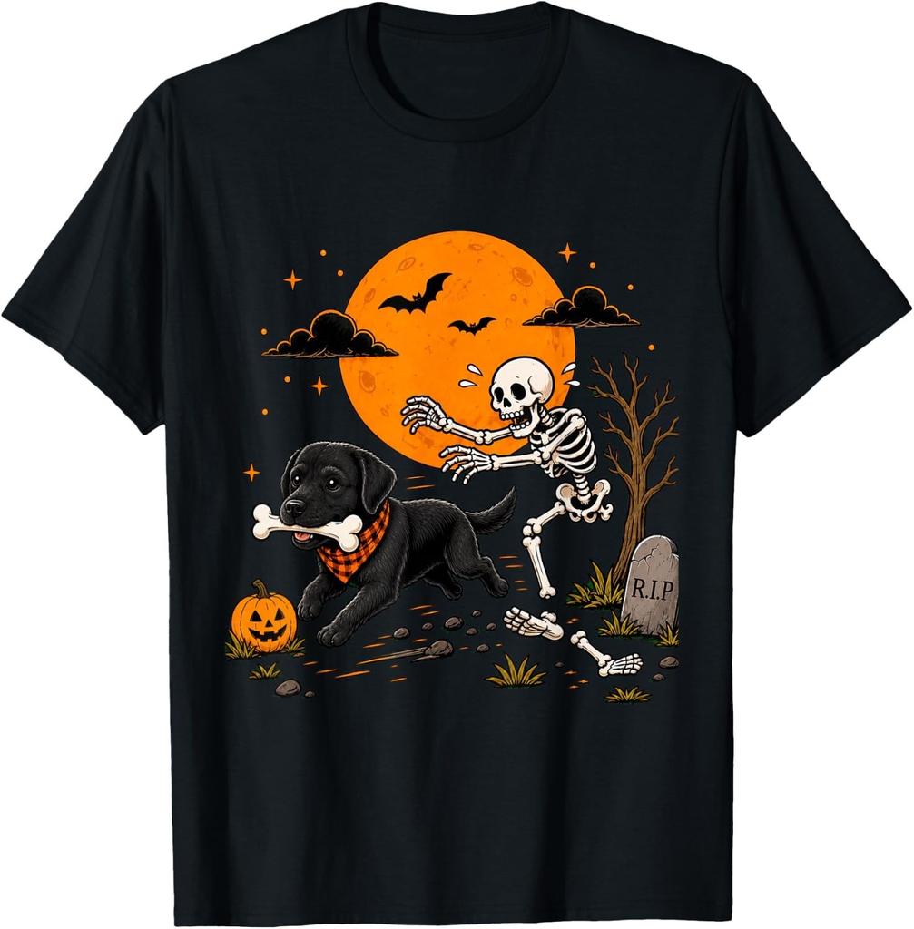Halloween Dog Skeleton Funny Labrador Retriever Men Women T-Shirt