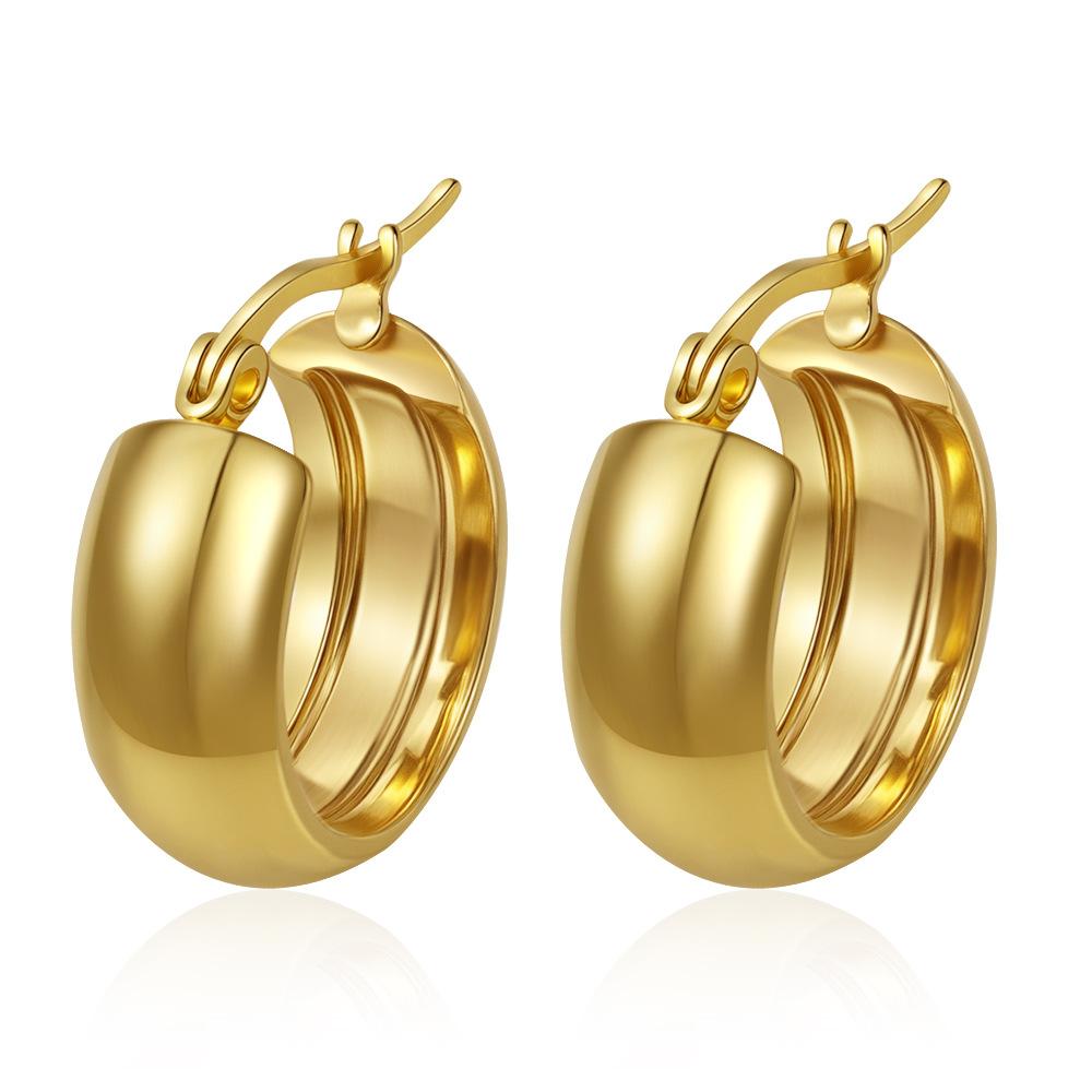 European and American fashion simple ins wind round earrings French women's explosive combination series titanium steel niche titanium steel earrings