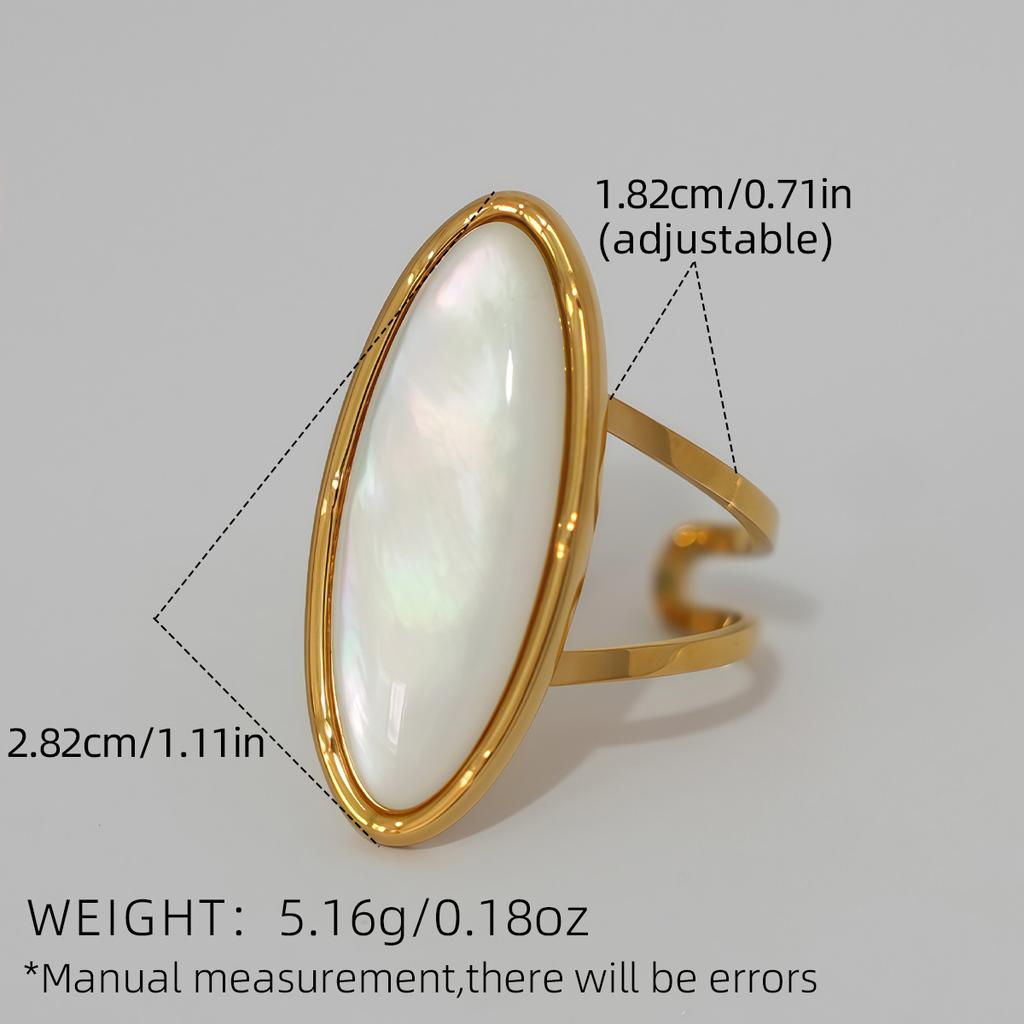 Fashion Shell Stainless Steel 18K Gold Plated Adjustable Opening Rings for Women Engagement Party Gift Temperament Jewelry 2025