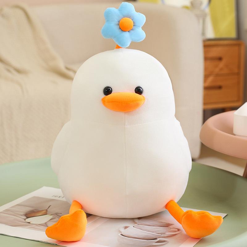 Roztomilá měkká květinová kachní panenka plyšová hračka bílé káčátko panenka dětská společnost uklidňující hadrová panenka