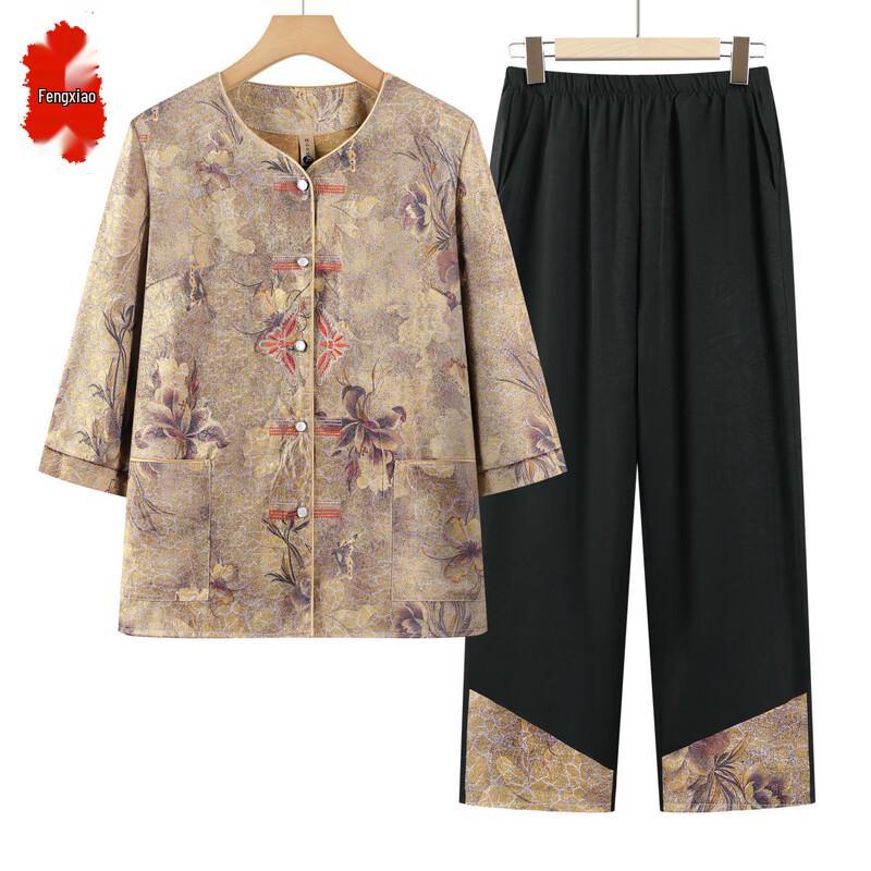 Elderly Women s Summer Floral Two-Piece Set XL