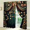 Set Of 2 Christmas Curtains Golden Balls Holiday Polyester Printed Home Decoration Room Curtain Made