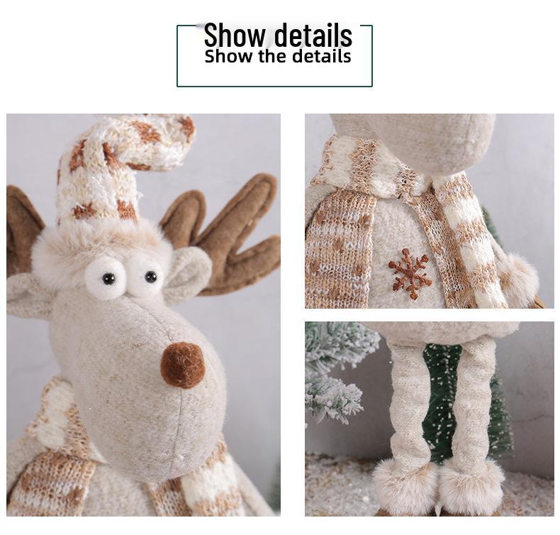 Telescopic Christmas Snowman and Knitted Reindeer Ornaments for Holiday Window Displays