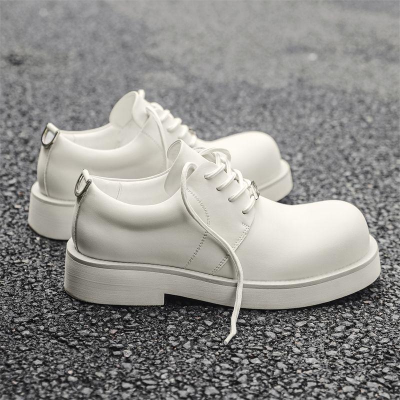 Women British Upturned Head Big Head Leather Heightened Platform Couple Casual Commuting Versatile Men's Derby Shoes