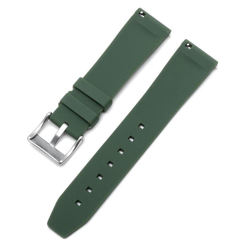 Natural Green Fluoro Rubber Watchband 18 20 22mm Black Blue Gray Brown Swift Bar Pin Clasp Strap Fit For Seiko RX Tissot Watch