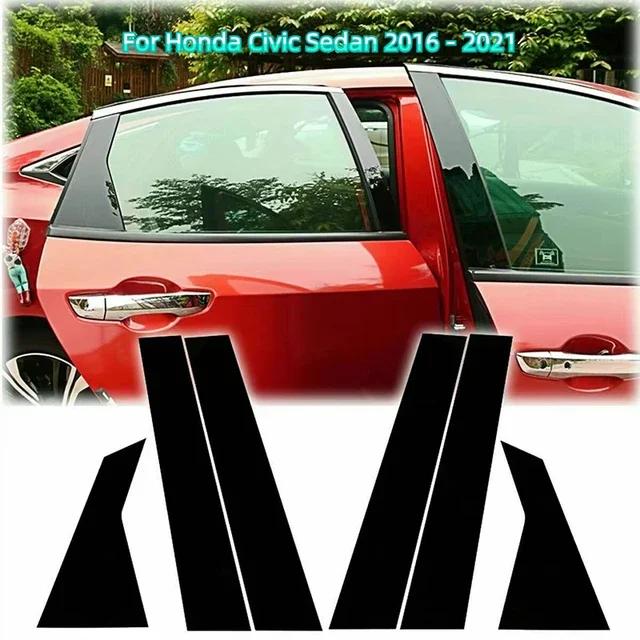 Car Window Door Column B Pillars Post Cover Trim For Honda Accord Civic CRV Jazz HRV Black Carbon Fiber Mirror Effect PC Sticker