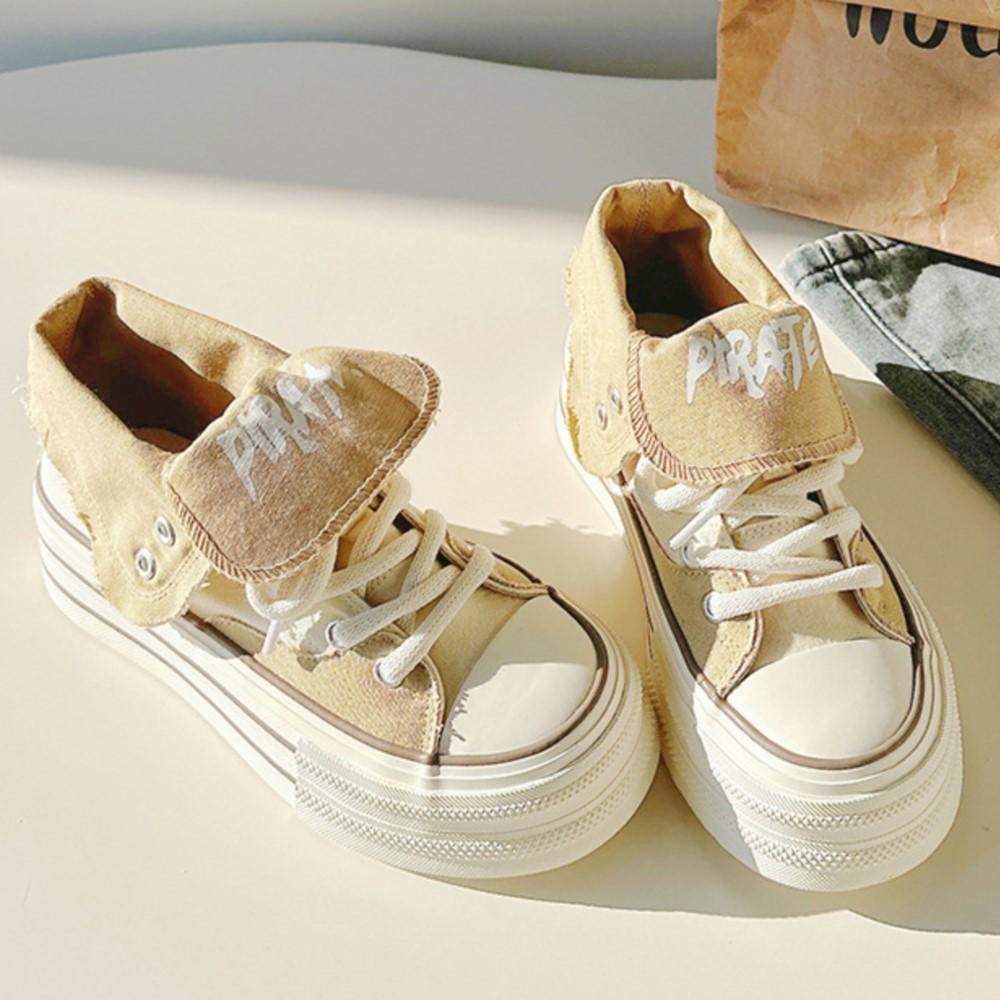 Fashion Womens Flat-bottom Breathable Casual Ladies Thick Bottom Shoes 2024 Soft Flat High Top Shoes Vulcanized White Non-slip Shoes