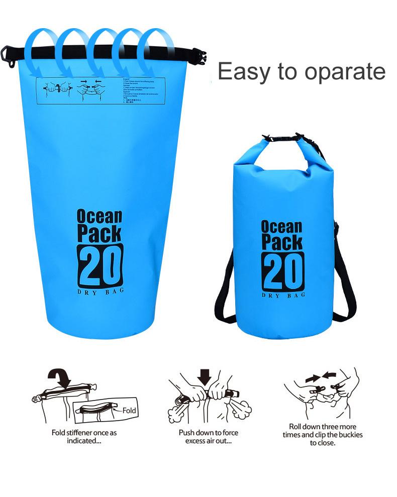 Pvc Outdoor Waterproof Storage Dry Bag 2L/5L/20L For Canoe Kayak Rafting Swimming Boating Fishing - Travel Kit Sack Backpack