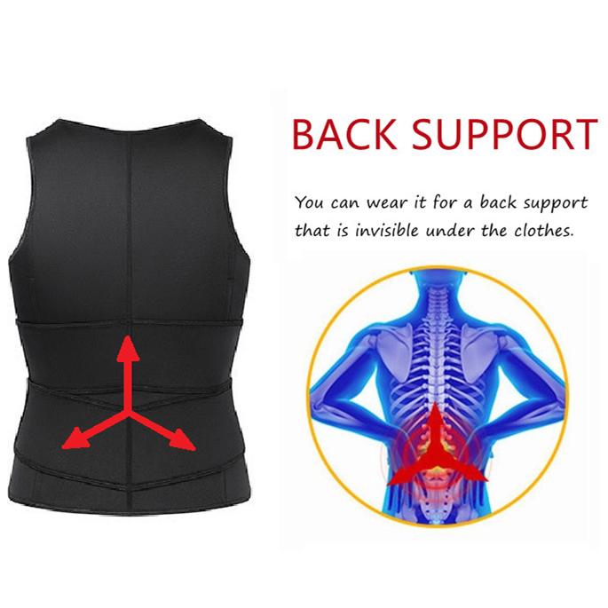 Neoprene Body Shaper Sauna Suit Tank Top Weight Loss Belt Zipper Men Waist Trainer Vest