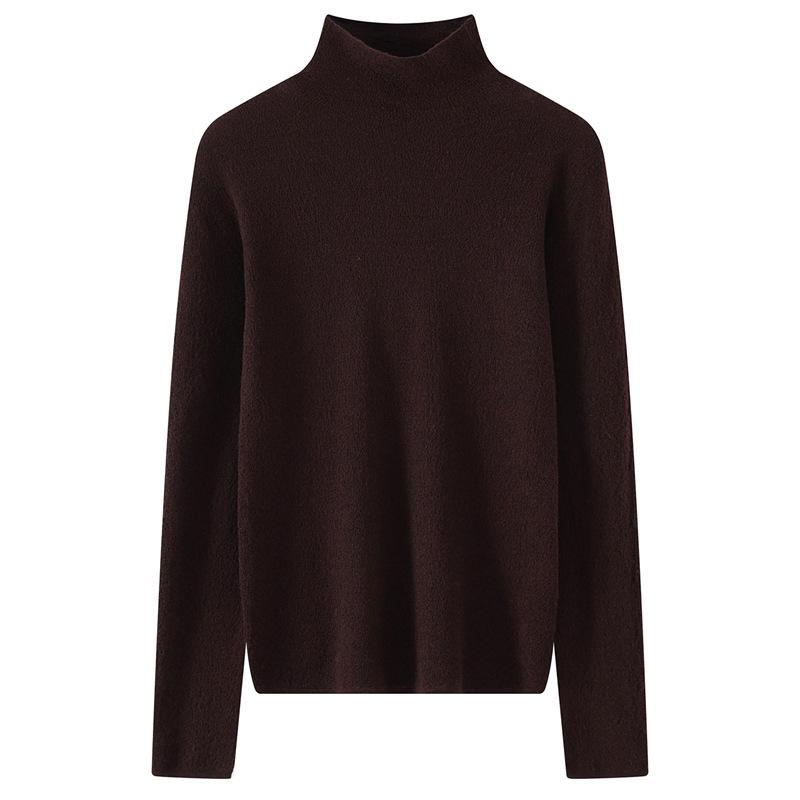 2026 Spring/Summer Korean Style Slim Fit 100% Wool High Neck Solid Knit Sweater