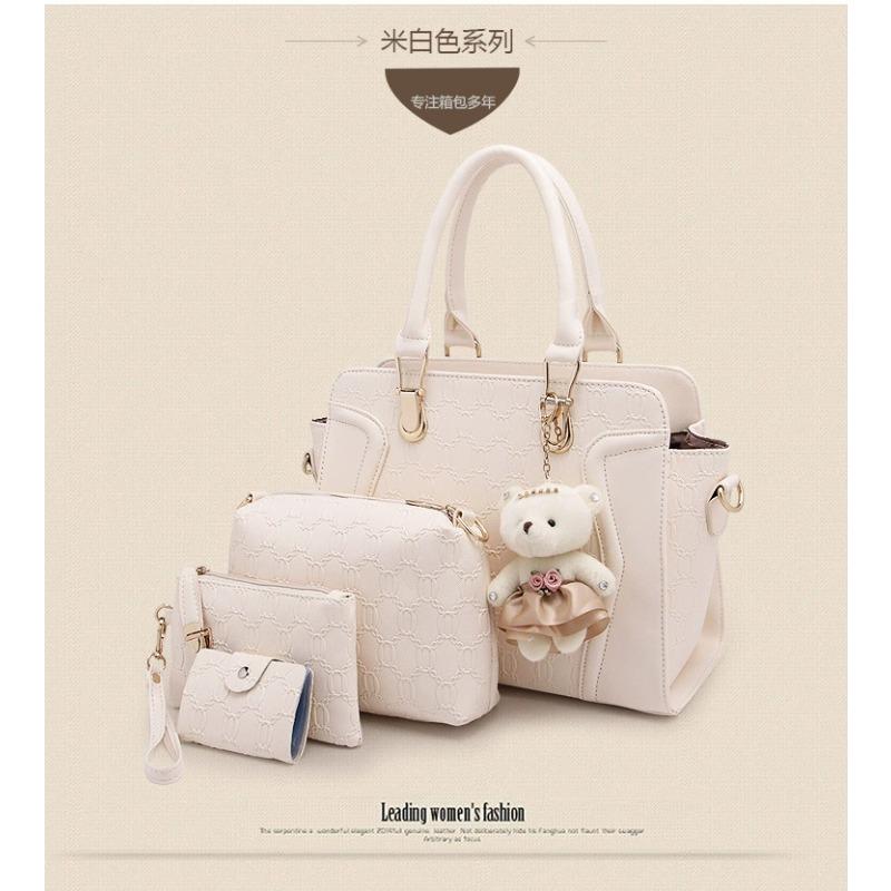 

omen s bag bear pendant handbag can store mobile phone texture zipper oblique span bag new model белый