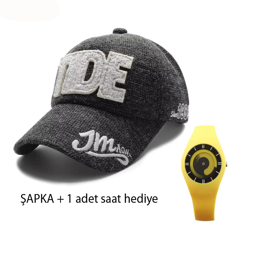

Kışlık kalın pamuk Baskılı beyzbol şapkası unisex siyah+ saat