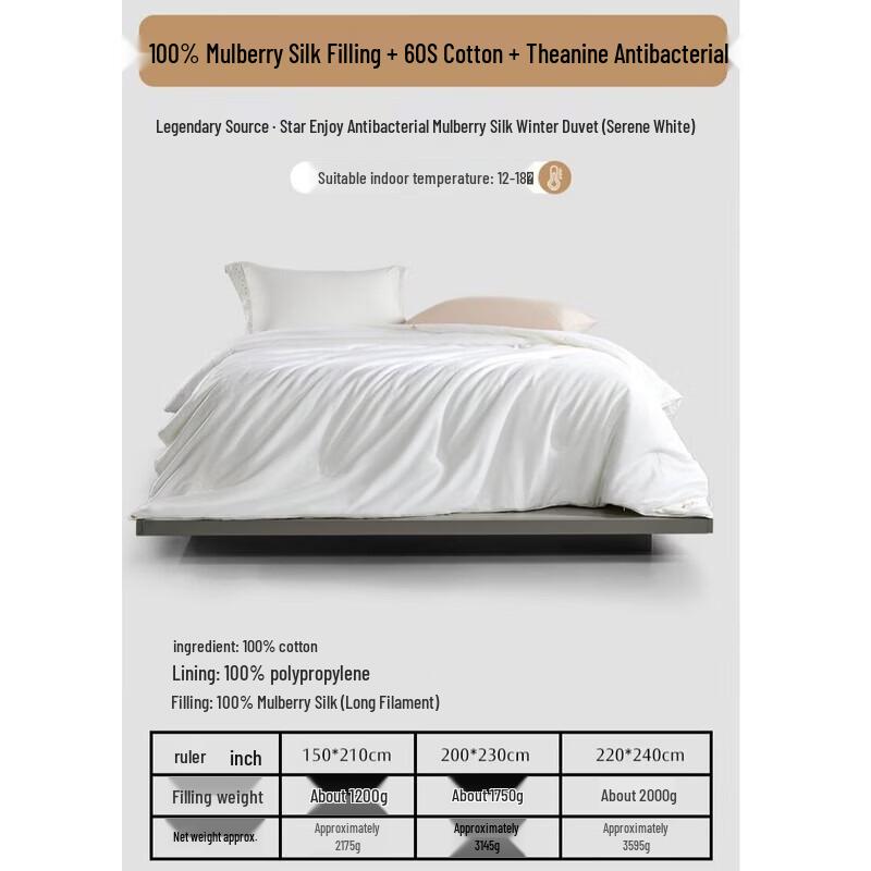 Mercure Home Textiles All-Season 100% Mulberry Silk Quilt