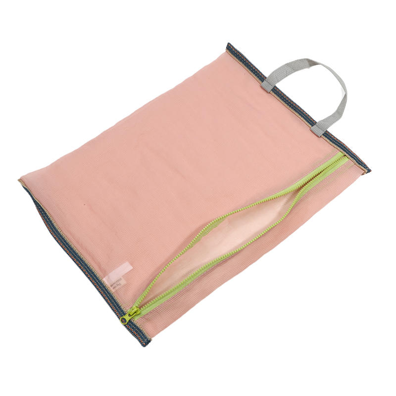 Translucent Mesh Storage Bag Portable Zipper Handbag Functional Cosmetic Pouch Pencil Case Documents Paper Organizer