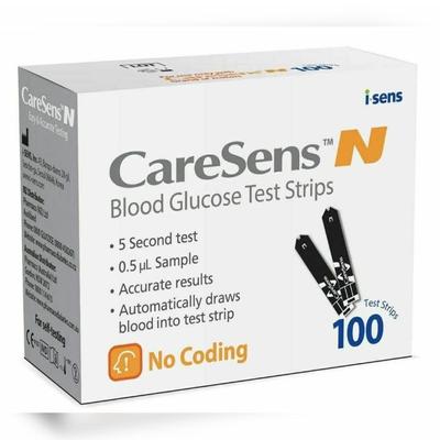 CareSens N Glukóza v krvi 100 TESTOVACÍCH PÁSKŮ dlouhá EXPIRACE -