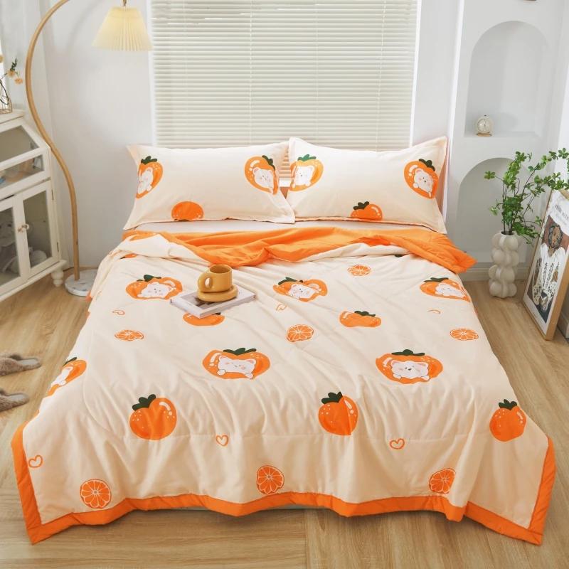 Cute Cartoon Polar Bear Summer Quilt Skin-friendly Comfortable Animals Print Air Conditioning Quilted Quilt for Kids Boys Girls