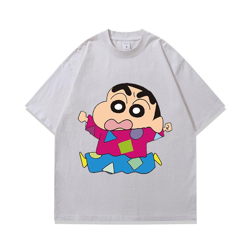 Tide Brand American Retro Fried Color Old Short-Sleeved T-Shirt Japanese Animation Printing Multi-Color Heavy Cotton Half-Sleeve