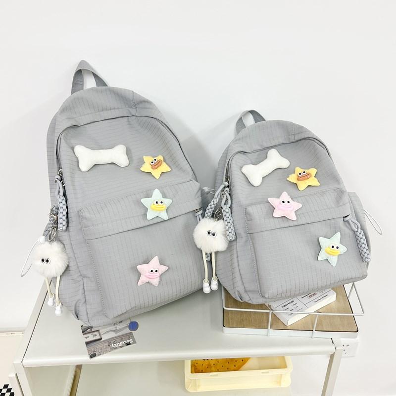 Solid Color Women's Backpack Large Capacity Student School Bag