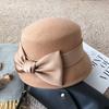 Autumn and Winter New Elegant Hepburn Bow French Top Hat Retro Woolen Hat Women's Retro Dome Woolen Hat