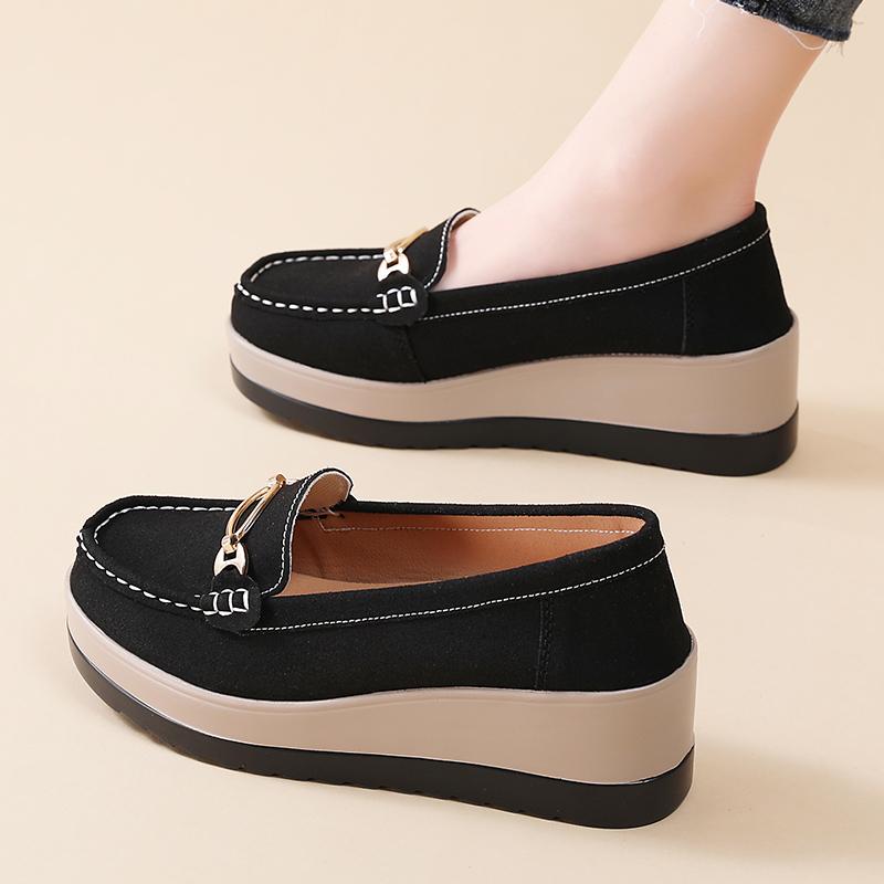 

Женские мокасины на платформе, женские туфли-криперы, кофейные туфли на толстой подошве, повседневные туфли без застежек, увеличивающие рост, полуботинки EU: 35 чёрный