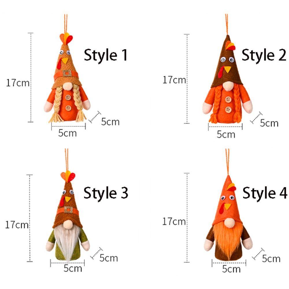 Cute Thanksgiving Turkey Doll Funny Faceless Dwarf Doll Crafts Miniature Figurine Sculpture Autumn