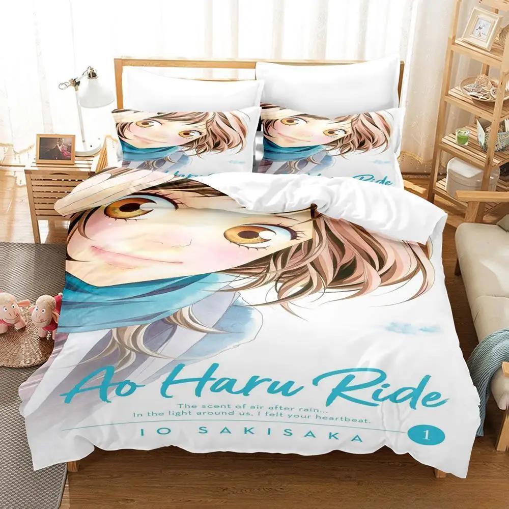 3D Print Anime Ao Haru Ride Bedding Set Single Twin Full Queen King Size Bed Set Adult Kid Bedroom Duvetcover Sets Home Textiles