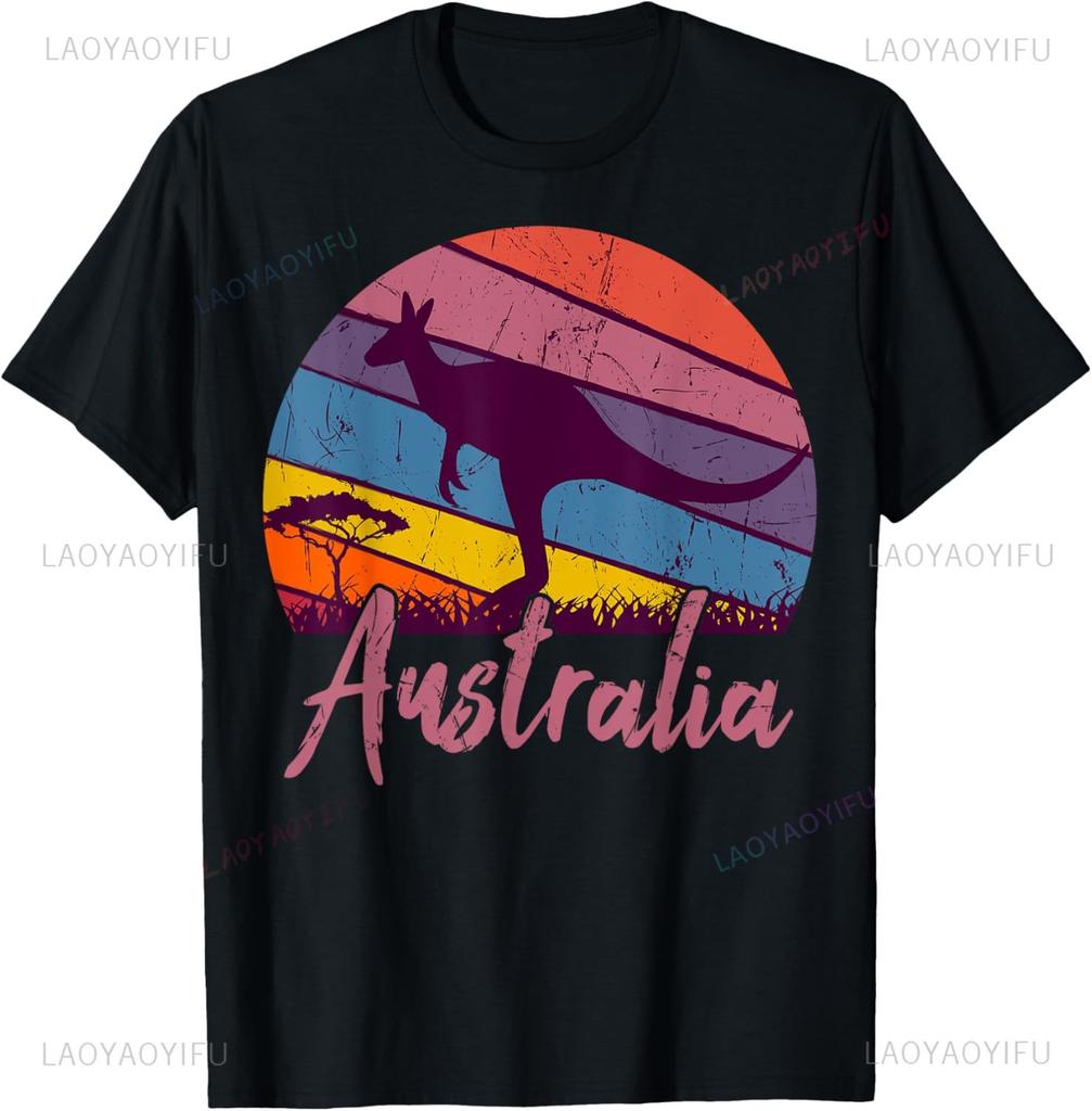 Australia Kangaroo Aussie Australian Souvenir Tourist Retro Tshirt Customizable Unisex And Unisex Short Sleeves Ropa Hombre