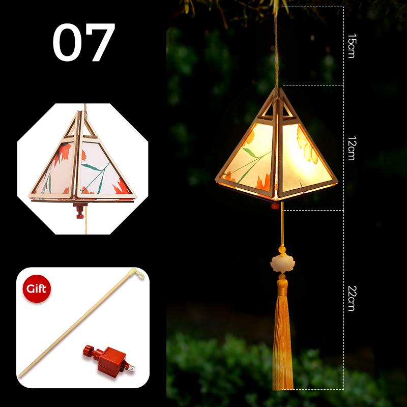 Mid-autumn Portable Lantern With Tassel Waterproof Chinese Antique Wood Carving Palace Light Lamp New Year Spring Festival Decor