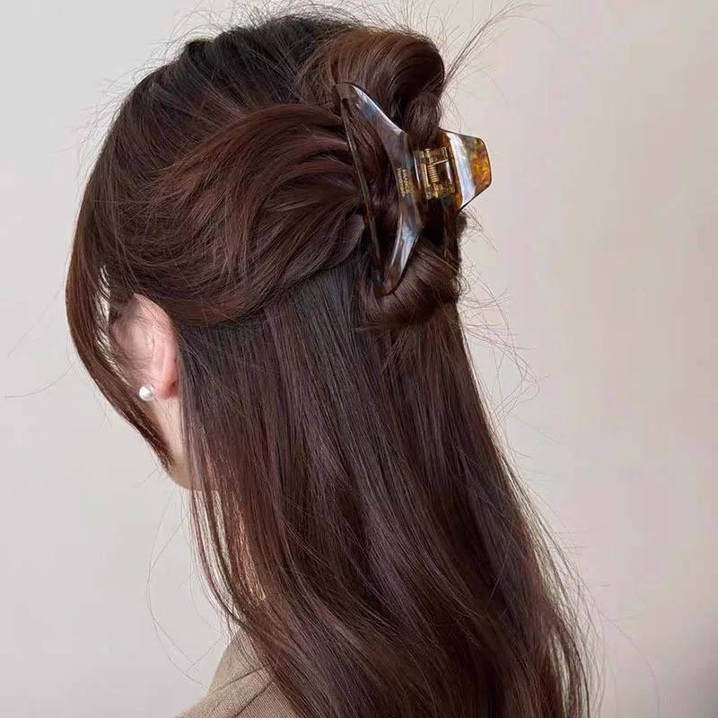 French High Quality Acetate Hollow Hair Claws For Women Girls Sweet Retro Shark Jaw Claw Clip Fashion Hair Ornament Accessories