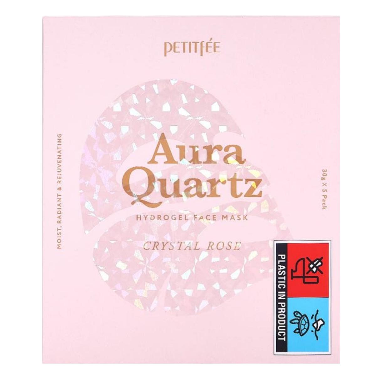 Petitfee Aura Quartz Hydrogel Face Mask Crystal Rose Radiant & Hydrating 30g x 5 Sheets