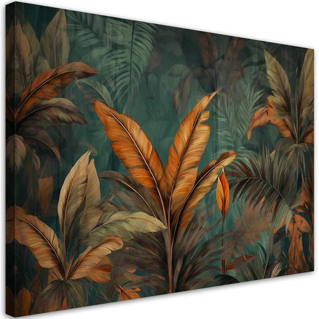 Canvas Print, Tropical Leaves Flowers