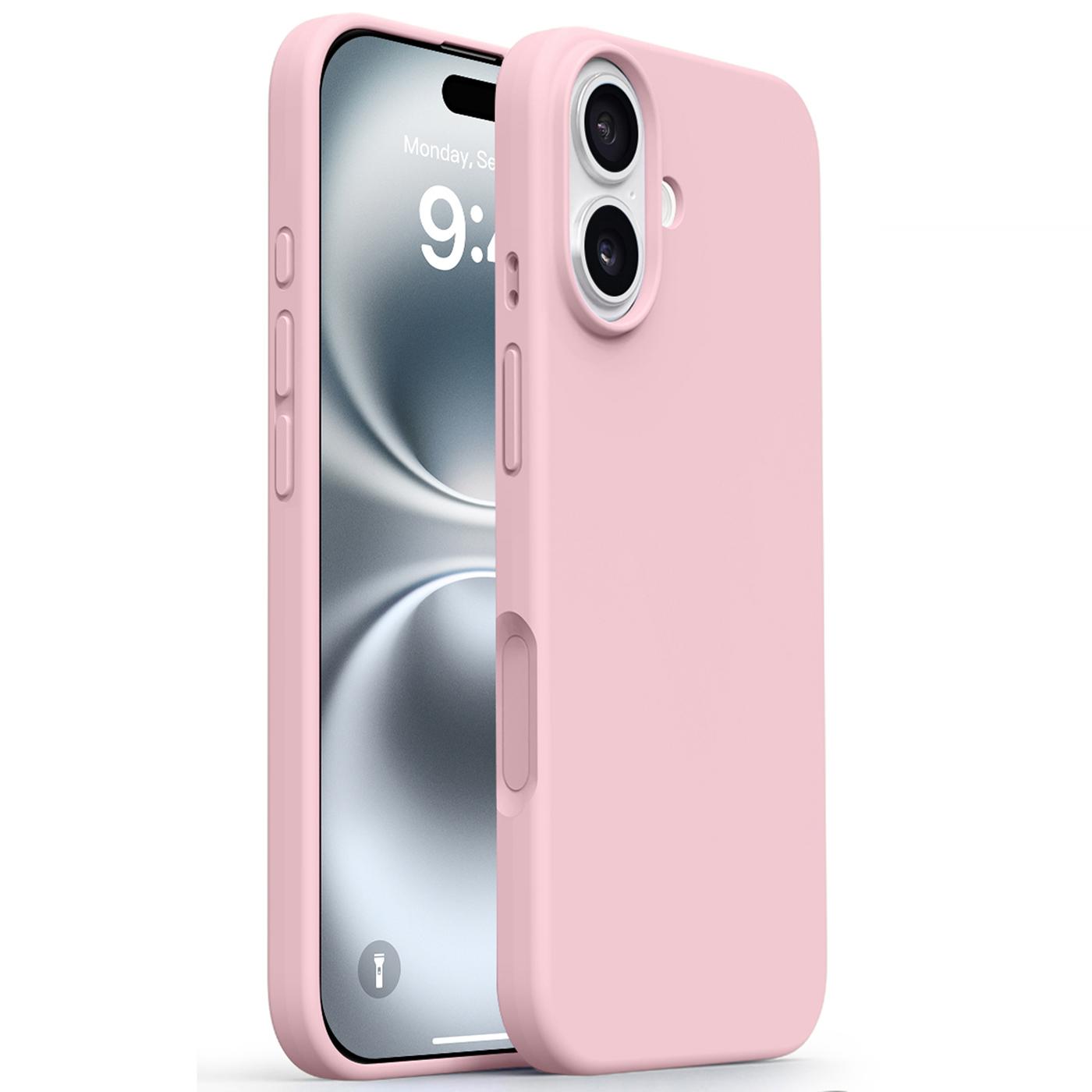 

For iPhone 17 Case Soft Microfiber Lining Liquid Silicone+PC Phone Cover Sakura Pink