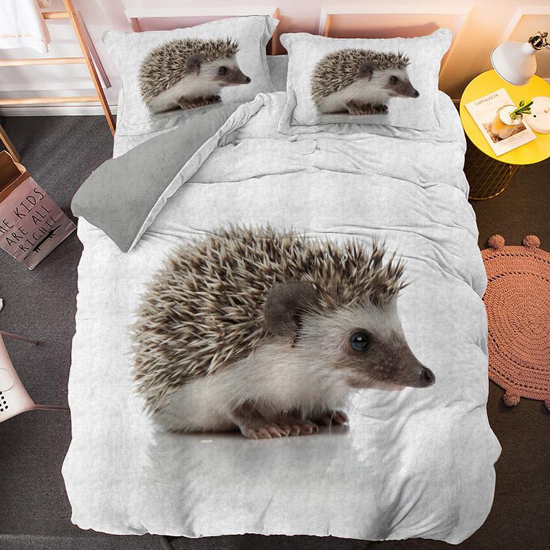 Mooi Egel Dekbedovertrek Queen King Enkel Maat Beddengoed Set Schattige Dierenprint Dekbedovertrekken Huis Textiel UK Single 135x200cm