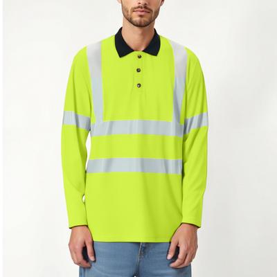 Reflektierendes Arbeitshemd für Herren mit Revers, schnelltrocknend, für den Außenbereich, Bauwesen, Umweltsicherheit, Bauarbeit, reflektierend